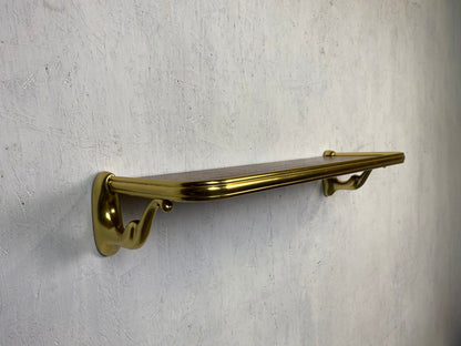 Elegant mid-century wall shelf in brass and teak vintage