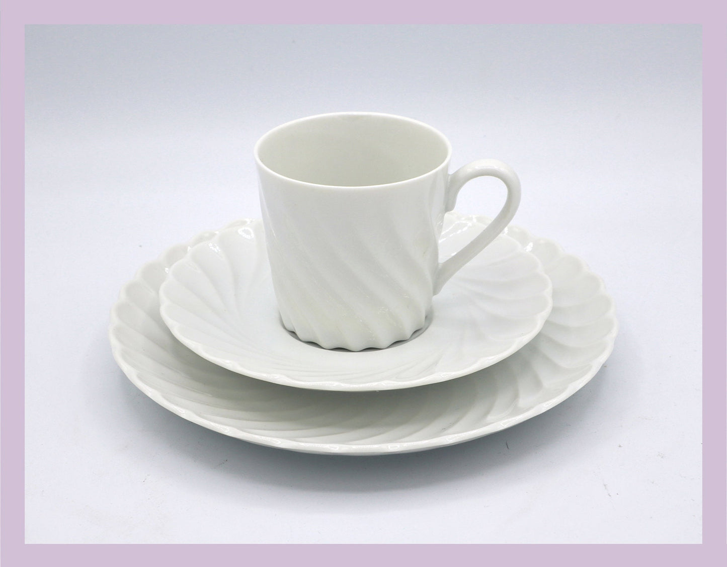 Ensemble vintage 4 / 6 personnes Marienbad Ingres Service à café en porcelaine blanche Wavy Edge Curved CZ République tchèque années 80 90