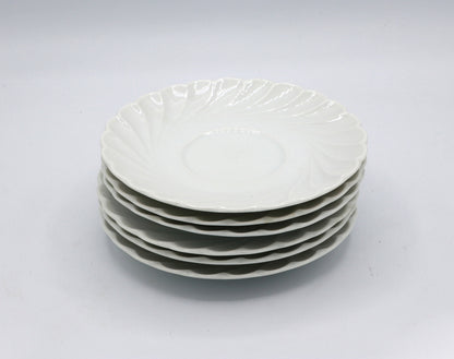 Ensemble vintage 4 / 6 personnes Marienbad Ingres Service à café en porcelaine blanche Wavy Edge Curved CZ République tchèque années 80 90