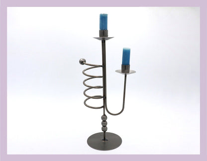 Metal Candle Holder Black Spiral 80s 90s Memphis Milano Postmodern Candlestick Candlestick Vintage