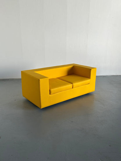 Canapé jaune « Throw-Away » des années 1960 par Willie Landels pour Zanotta en simili cuir rembourré, Space Age, vintage 1965