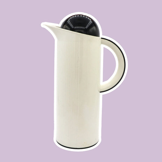 vintage Thermos Krups années 80 Noir Blanc Résine Thermoplastique Plastique Pichet Café Thé 1980 Pichet Isolé Art Déco Revival Postmoderne