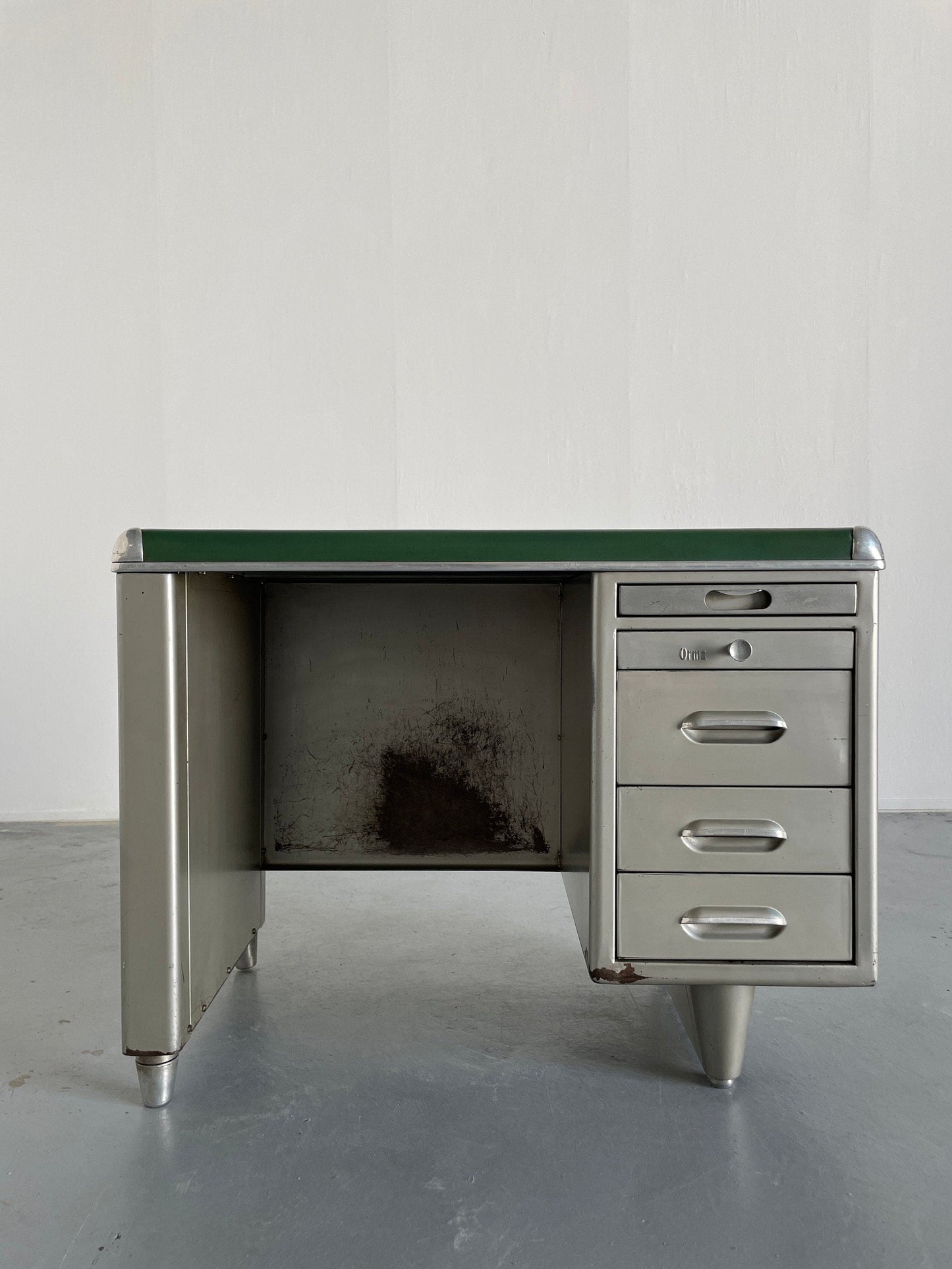 1950s Industrial Single Bank Steel Tanker Desk by Orma Milano, Italy