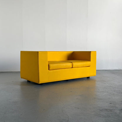 1960s Yellow "Throw-Away" Sofa by Willie Landels for Zanotta in reupholstered faux leather, Space Age, 1965 Vintage