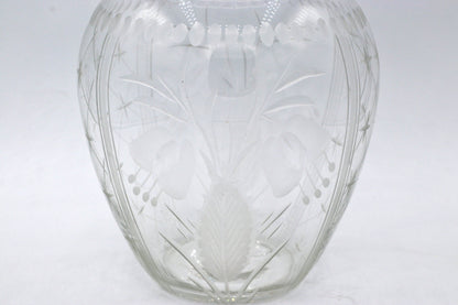 vintage Art Déco 1920 1930 Vase à fleurs Calice Cristal Coupé Points Floraux Lignes de Verre Calice Rayures Bouche Soufflée Coupe 30s 20s