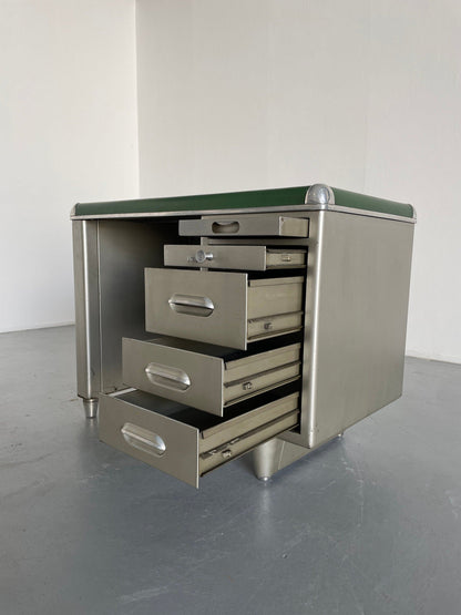 1950s Industrial Single Bank Steel Tanker Desk by Orma Milano, Italy