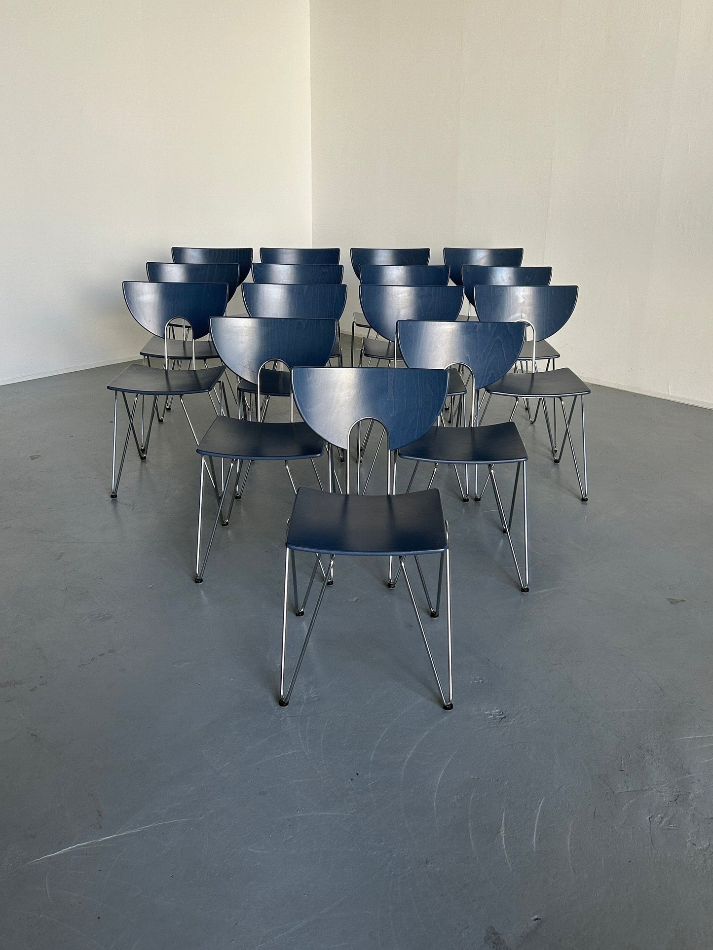 1 of 12 Memphis Style Postmodern 'Mikado' Dining Chairs by Kusch+Co, 1980s West Germany Vintage