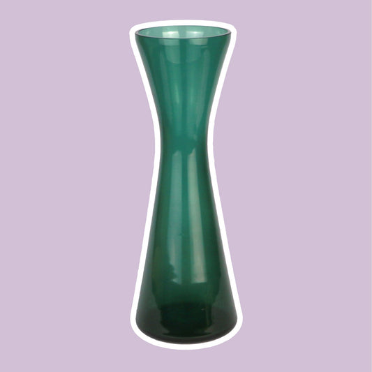 Vintage Glass Flower Vase Mid Century Russian Green Tourmaline Vase Brutalist Iittala Wagenfeld Kaj Franck Conical 1960 60s