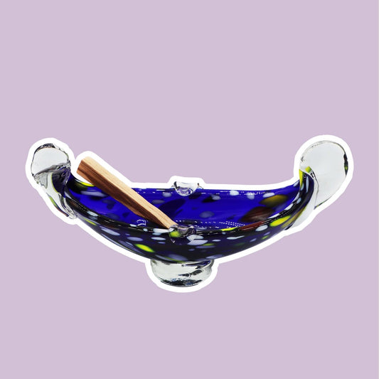 Vintage Murano Ashtray Gondola Bowl 1970 Gondola Seguso Cobalt Ultramarine Blue Glass Technique Heavy Italy 70s 1970