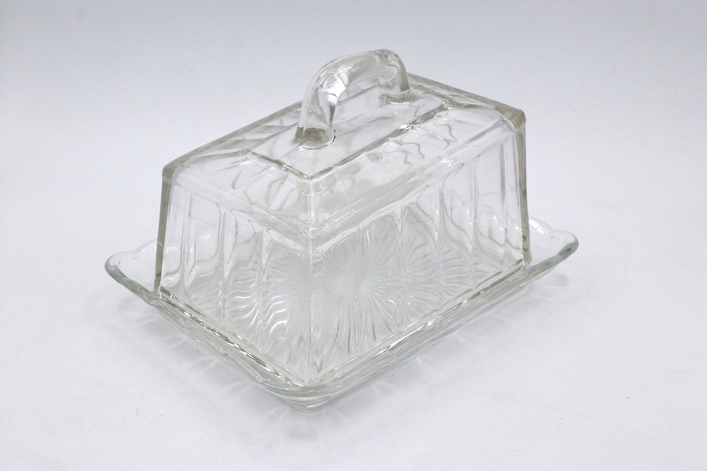 Vintage Butter Dose Haube Art Deco 30er 50er Behälter Glas Deckeldose 1950 Pressglas