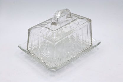 Vintage Butter Dose Haube Art Deco 30er 50er Behälter Glas Deckeldose 1950 Pressglas