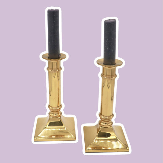 2 vintage messing Kerzenhalter groß 80er 90er Kerzenleuchter Kerzenständer Metall Gold Klassisch Klassizismus Edel Set Paar - 2nd home
