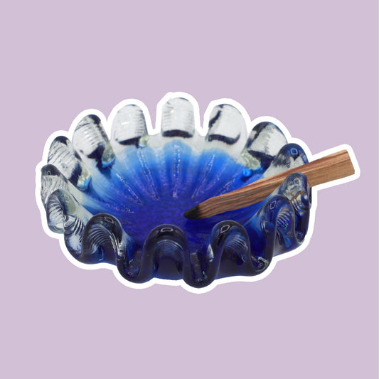 Vintage Murano bowl 1970 ashtray shell maritime Nautika Seguso cobalt ultramarine blue glass technique Italy 70s 1970