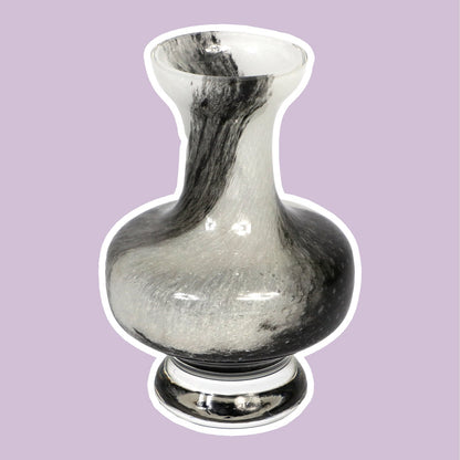 Vase à fleurs de Murano vintage des années 1970 Black White Swirl Heavy Italie années 70 70 1970 Brutaliste années 60 60 1960 Florence