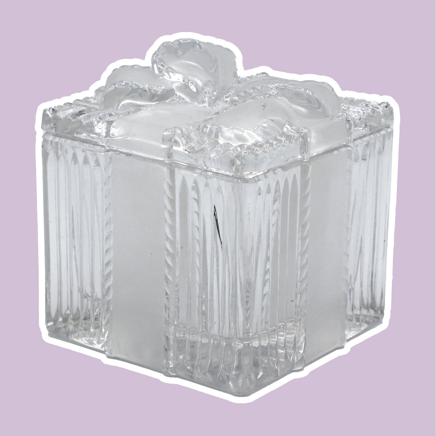 Vintage Bonboniere Crystal Glass Gift Kawaii 80s 1980 Lidded Jar 80s Lead Crystal Box