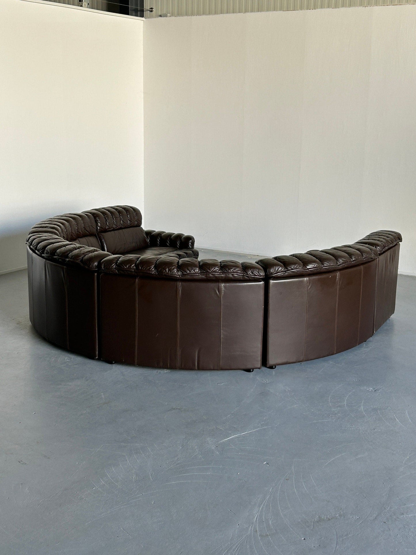 Mid-Century Modern Leather Sofa Snake Sofa in the style of De Sede DS-600 Non-Stop, 1970s West Germany Modular Seating Set Vintage