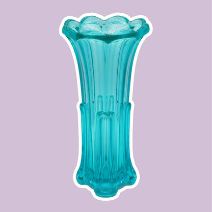 Vase vintage Rudolf Schrötter Uranium Glass 1958 Rudolfova Hat Sklo Union Bohême Tchèque Art Déco Menthe Vert Béryl Turquoise ZBS Moser Hoffmann