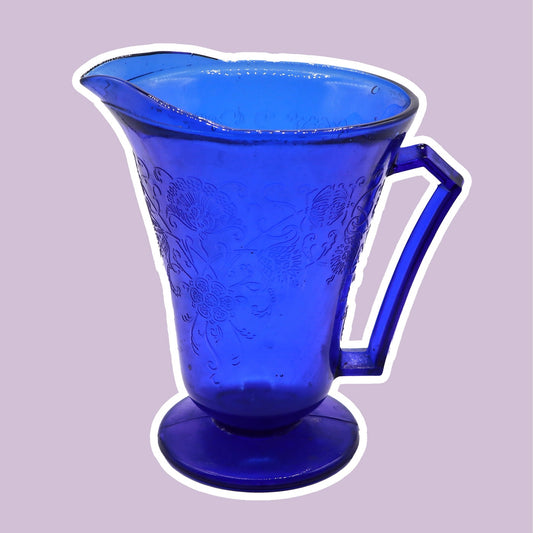 Carafe vintage Cobalt Blue Glass Ornements années 70 Verre pressé Soviétique Baltique Finlande Iittala