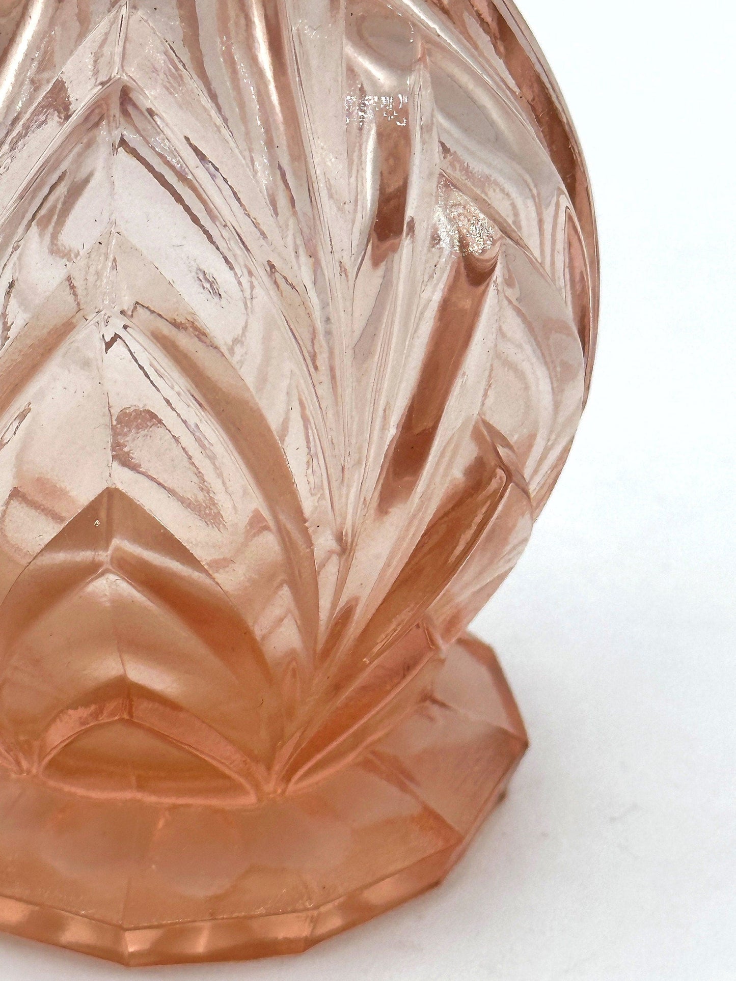 Vintage Rosalin flower vase glass trumpet chalice goblet Brockwitz Bohemia Val Saint Lambert Art Deco 30s 1930 pink pressed glass