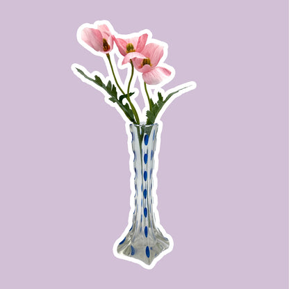 vintage Art Déco Verre Fleur Vase Coupé Points Bleus Superposition Cristal Orchidée Vase Orchidée Grand Étroit Mince Solifleur Art Nouveau