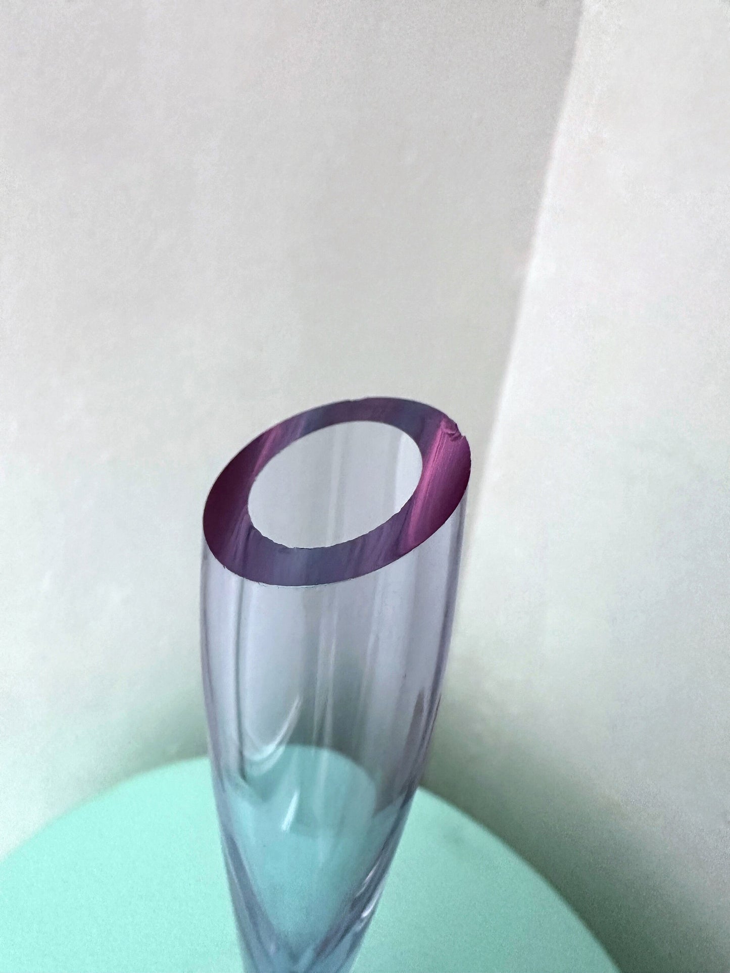 Vintage Glas Blumen Vase Solifleur Alexandrite Glas Arnolfo di Cambio Sergio Asti Bubble Neodymium Italien 70er 60er Kristall Solo Fiore