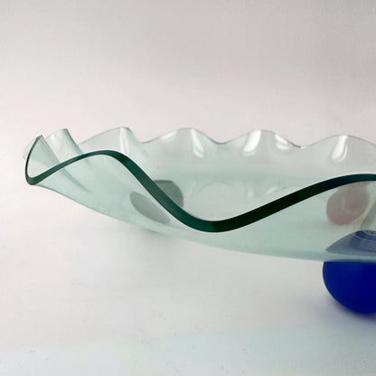 Vintage Postmodern Bowl Montana Dessert Plexi Glass Wave Edge Mint Green Red Blue Yellow Memphis Milano Style 80s 90s Ettore Sottsass