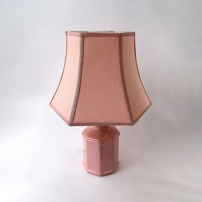Vintage Rosa Keramik Tisch Lampe Old Hollywood Regency Stil Kitsch Kawaii Lachs Pink 70er 1970 Glas Lampenschirm - 2nd home