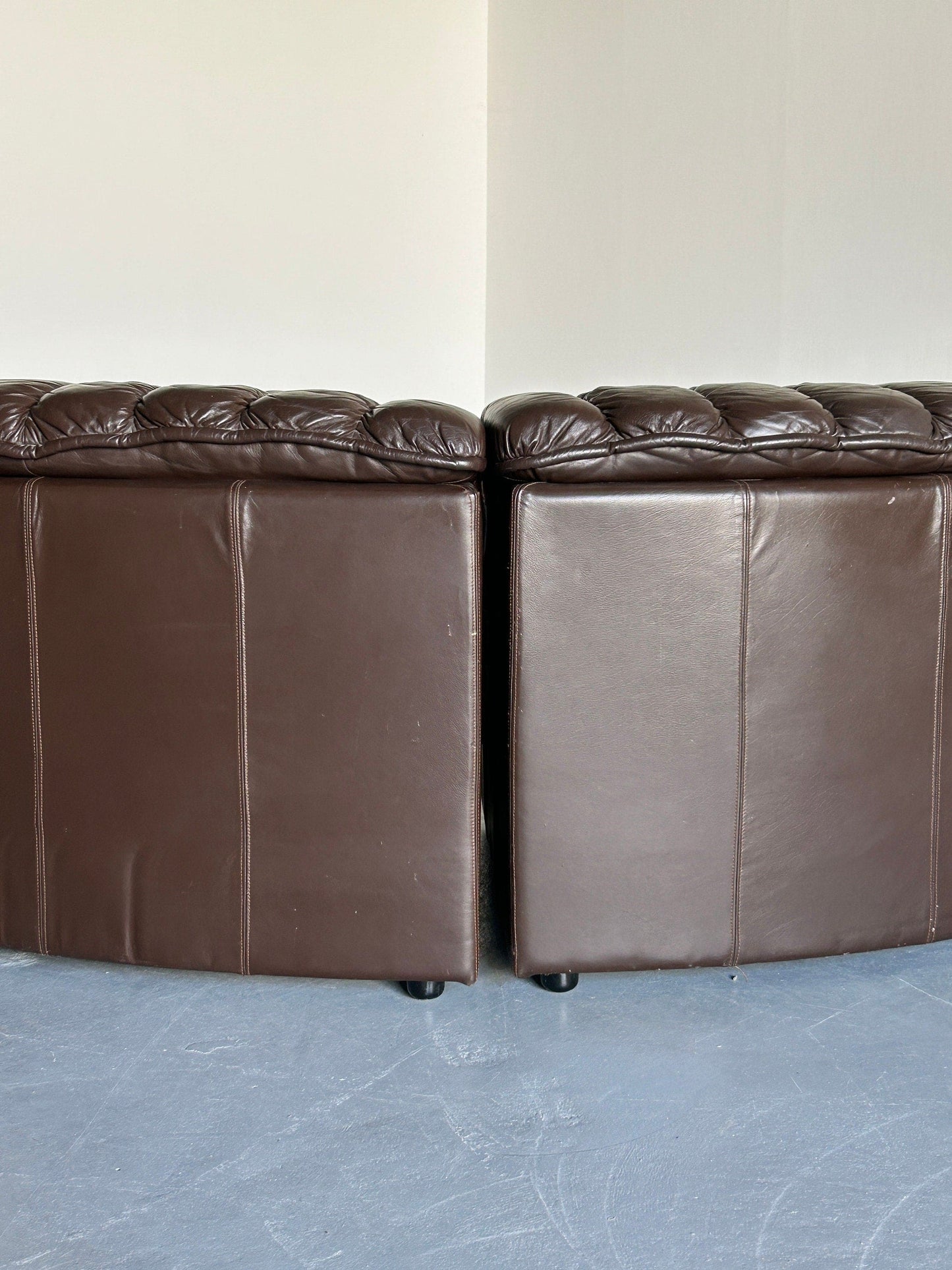 Mid-Century Modern Leather Sofa Snake Sofa in the style of De Sede DS-600 Non-Stop, 1970s West Germany Modular Seating Set Vintage