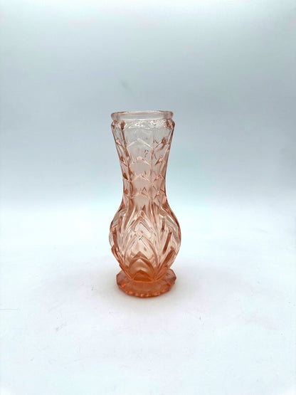 Vintage Rosalin flower vase glass trumpet chalice goblet Brockwitz Bohemia Val Saint Lambert Art Deco 30s 1930 pink pressed glass