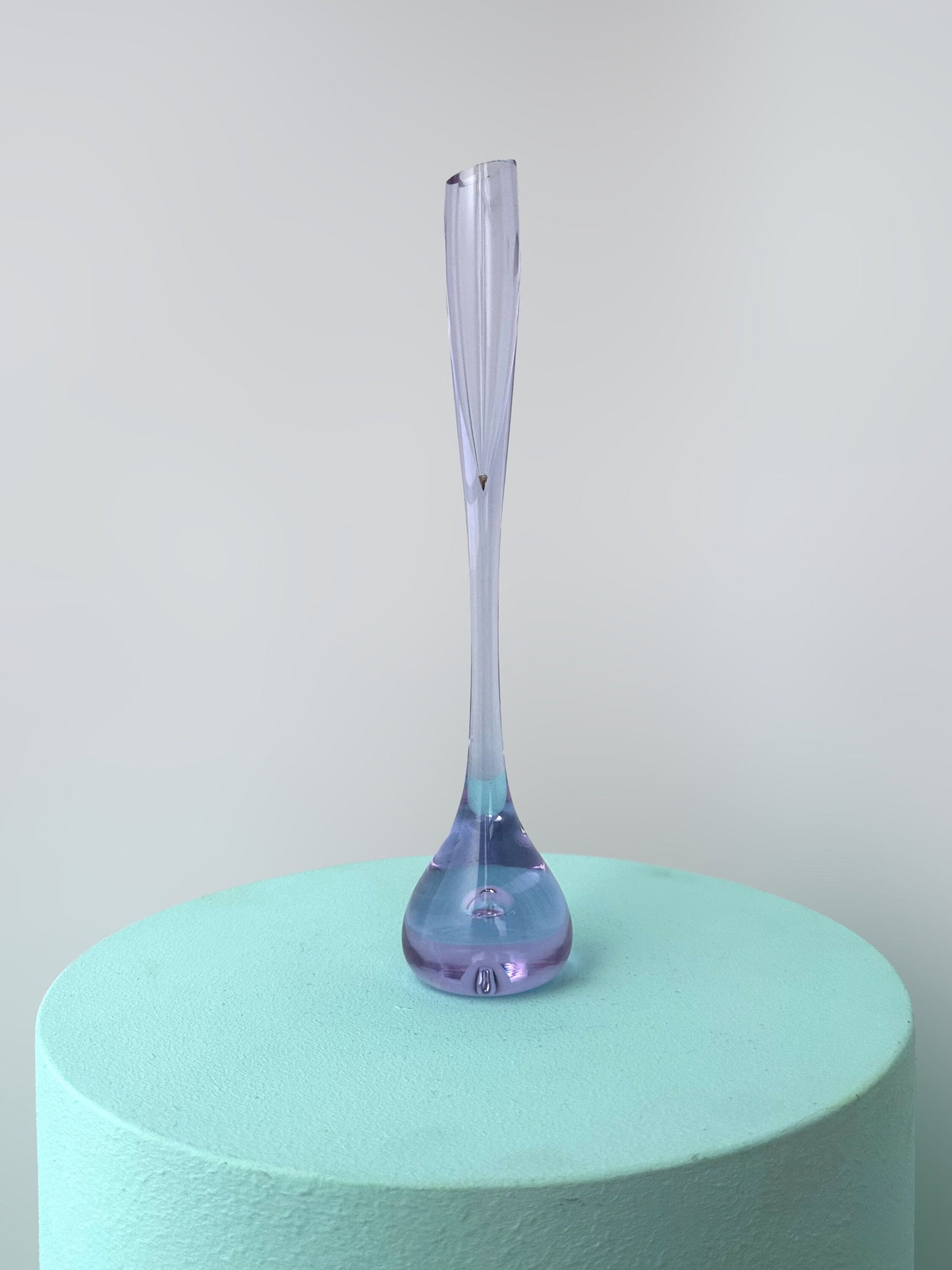 Vintage Glas Blumen Vase Solifleur Alexandrite Glas Arnolfo di Cambio Sergio Asti Bubble Neodymium Italien 70er 60er Kristall Solo Fiore