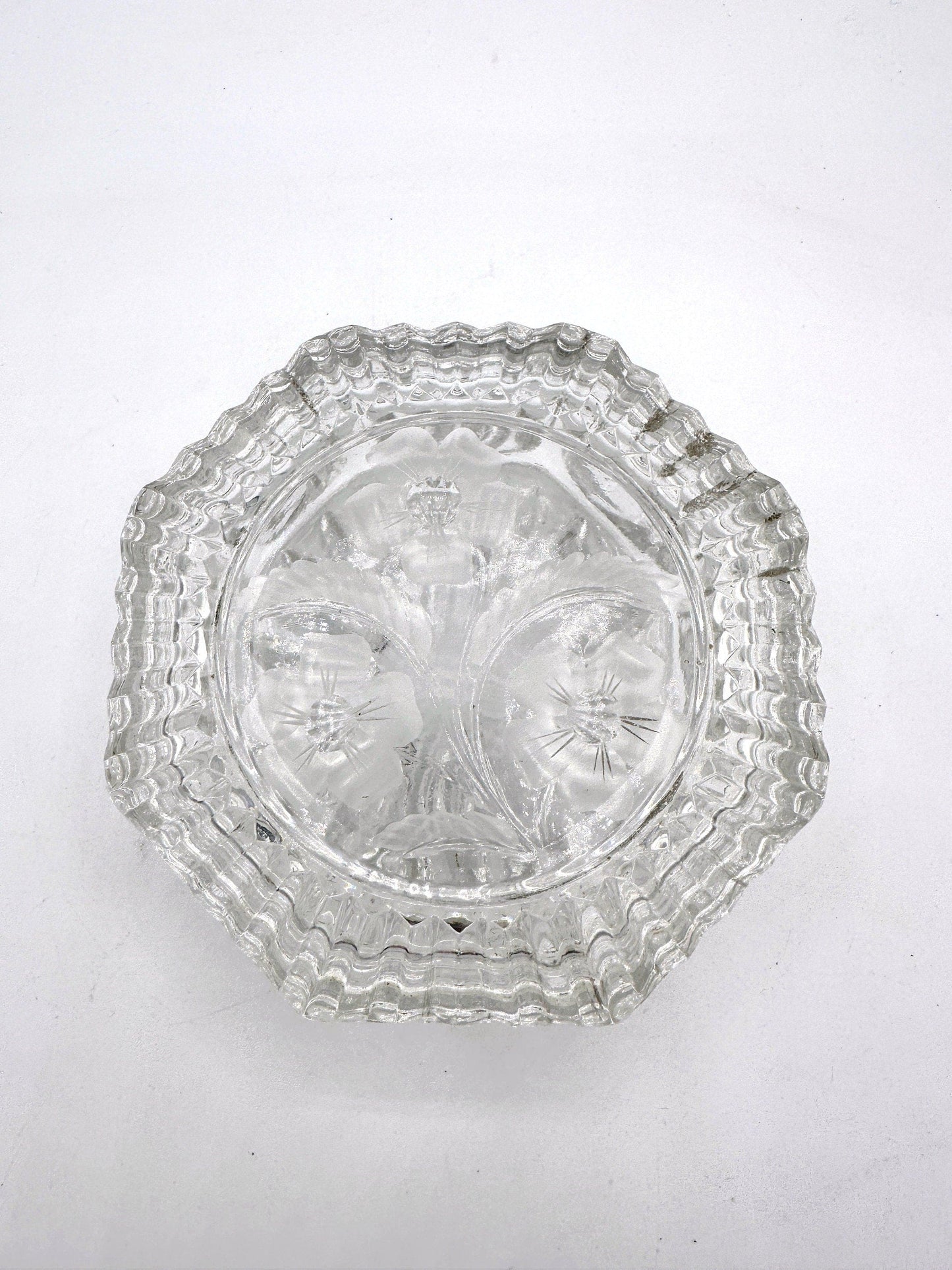 Vintage Art Deco Bonbonniere Zuckerdose Kristall Glas Deckeldose Bauhaus Deckel Dose Schale 30er 1930 Geschliffen Bleikristal