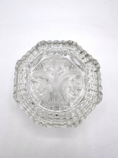 Vintage Art Deco Bonbonniere Sugar Bowl Crystal Glass Lidded Jar Bauhaus Lid Can Bowl 30s 1930 Cut Lead Crystal