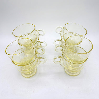 Vintage Art Déco Punch Set Verre Citrine Jaune Tasse Bol Vase 30s Bohême CZ Bauhaus 1930 Bol