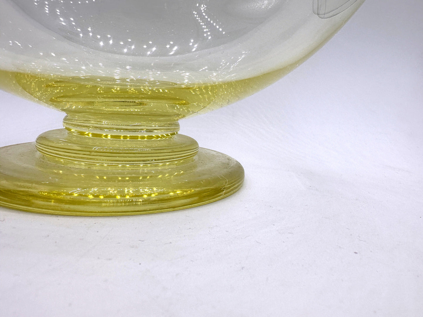 Vintage Art Déco Punch Set Verre Citrine Jaune Tasse Bol Vase 30s Bohême CZ Bauhaus 1930 Bol