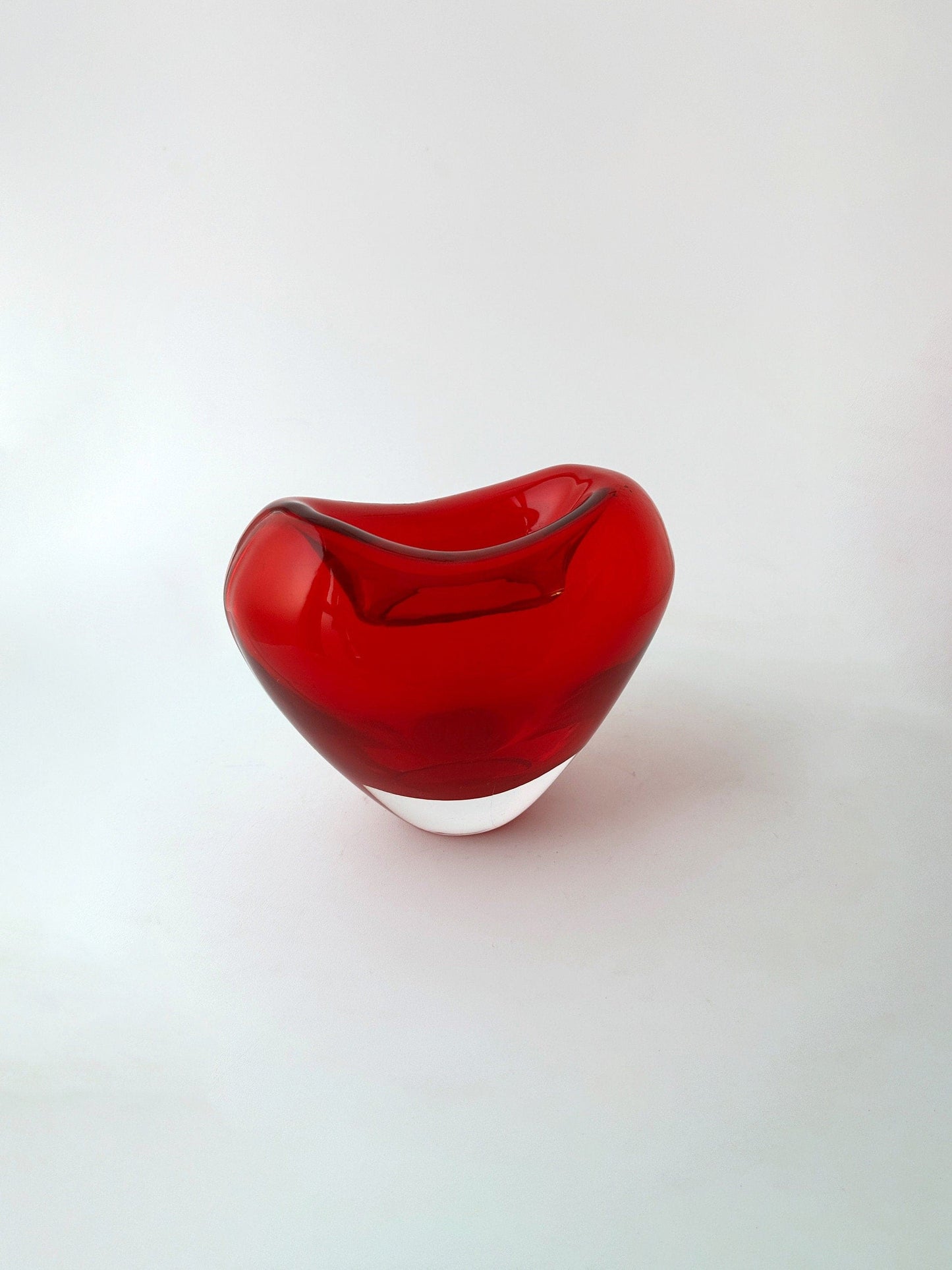 Vintage Murano Heart Vase Red Maria Christina Hamel for Salviati Glass Coeur Quore Venice 1980 80s Venini Barovier Toso Tonelli Postmodern