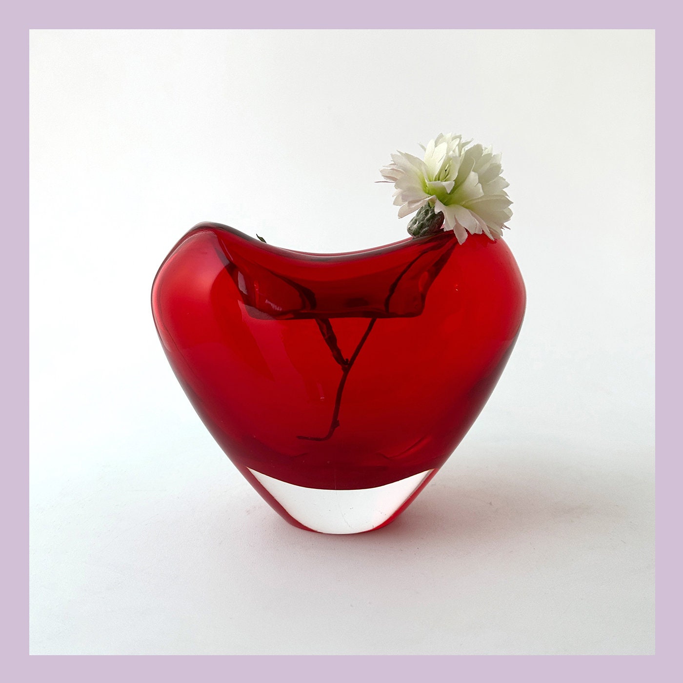 Murano Heart Vase Red Maria Christina Hamel for Salviati Vintage