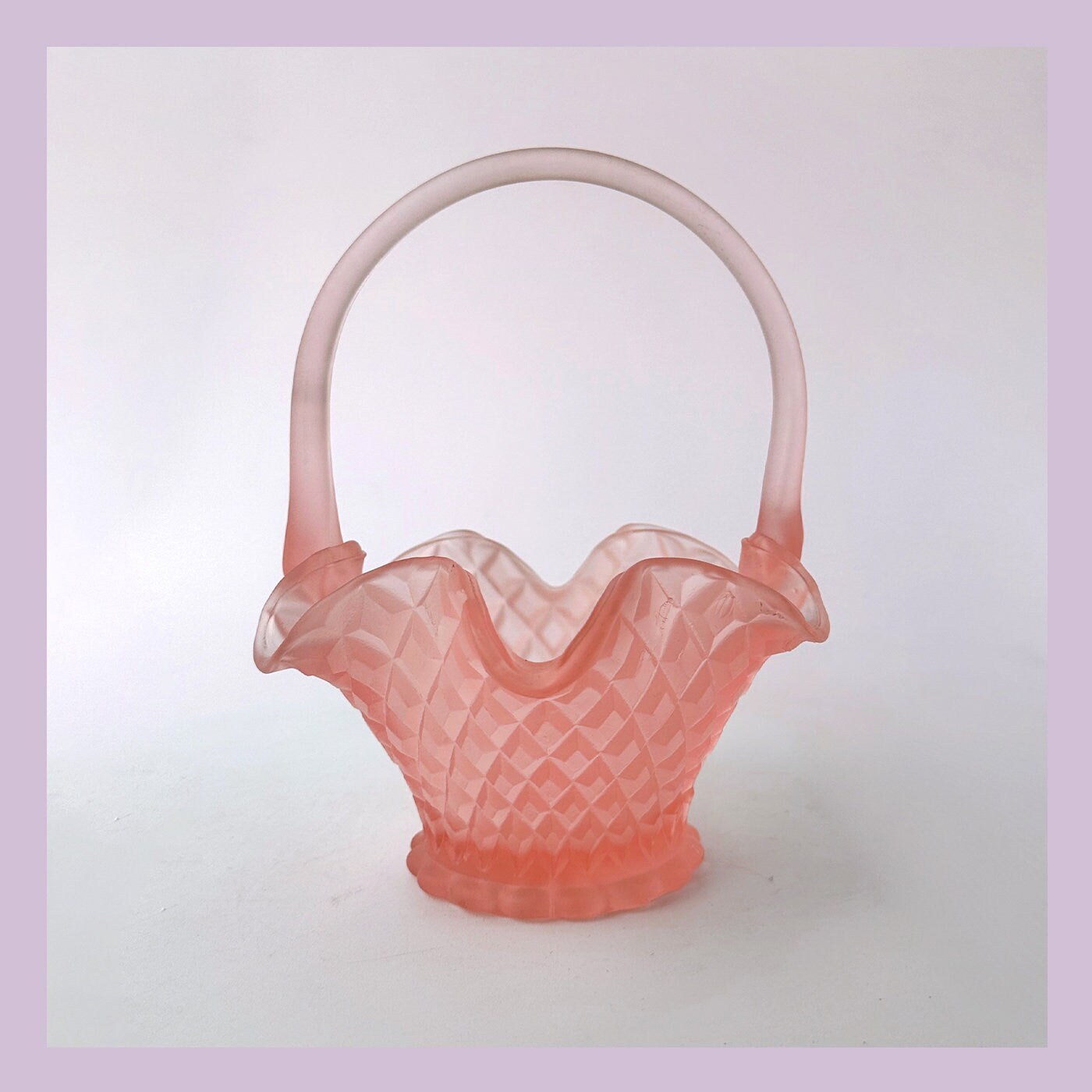 bonboniere vintage / bol à poignée Rosa Rosalin verre dépoli avec couvercle nodules moulus