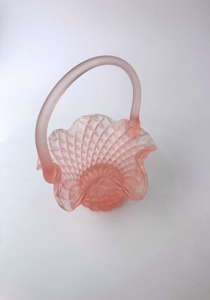 bonboniere vintage / bol à poignée Rosa Rosalin verre dépoli avec couvercle nodules moulus