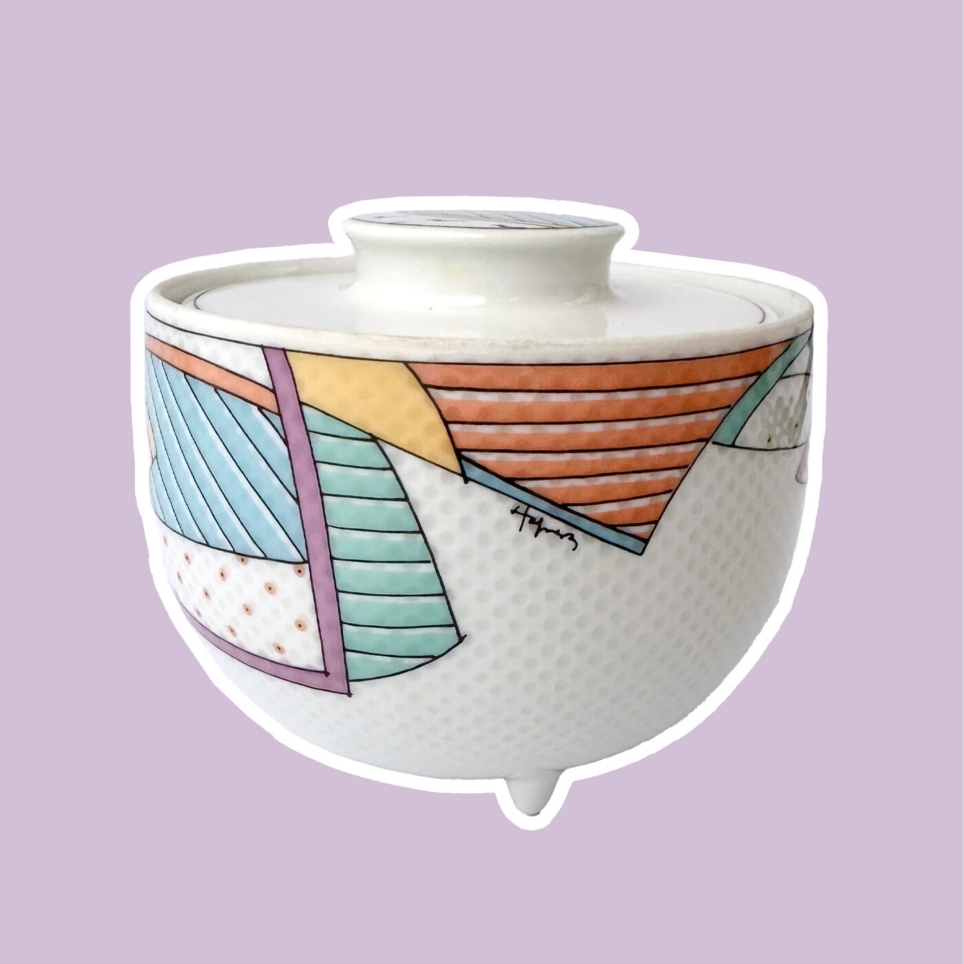 boîte de canette en porcelaine vintage Rosenthal Studio Line Series New Wave Tapio Wirkkala Postmodern Memphis Sugar Container 1980 1990 Dorothy Hafner