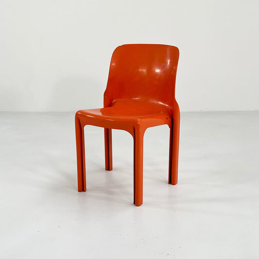 Chaise Selene orange de Vico Magistretti pour Artemide, vintage 1970