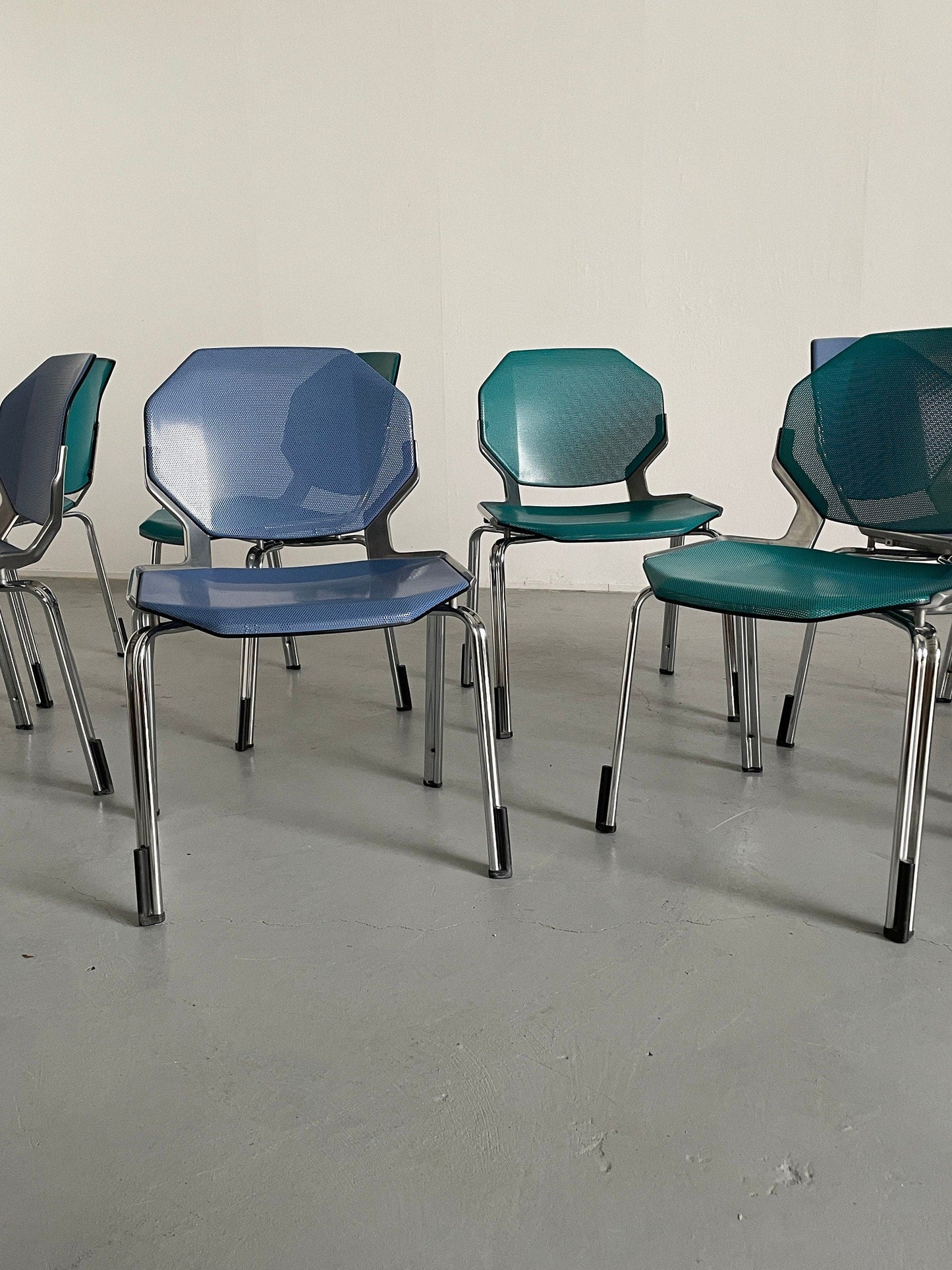 Space Age Futuristic Octagonal Stackable Dining Chairs or Visitor Chairs for Office by Fröscher Sitform, 1990s Germany Vintage