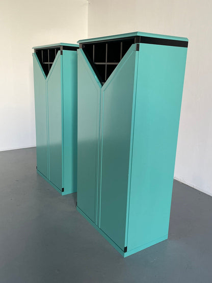 Set of 2 Postmodern Memphis Style Mint Green Bar Cabinets by KAPO Möbelwerkstätten, 1980s Austria Vintage