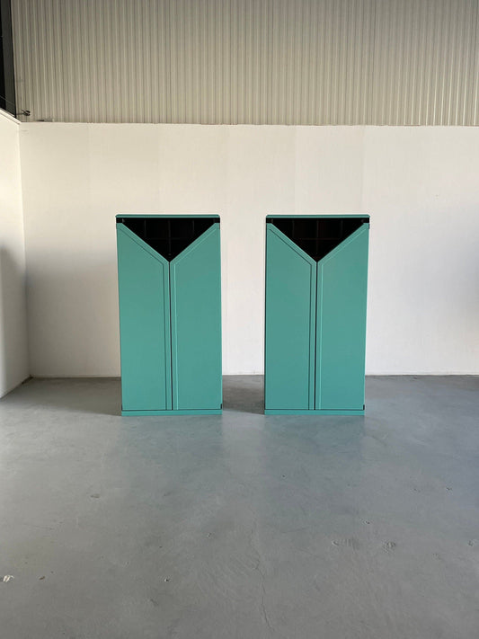 Set of 2 Postmodern Memphis Style Mint Green Bar Cabinets by KAPO Möbelwerkstätten, 1980s Austria Vintage