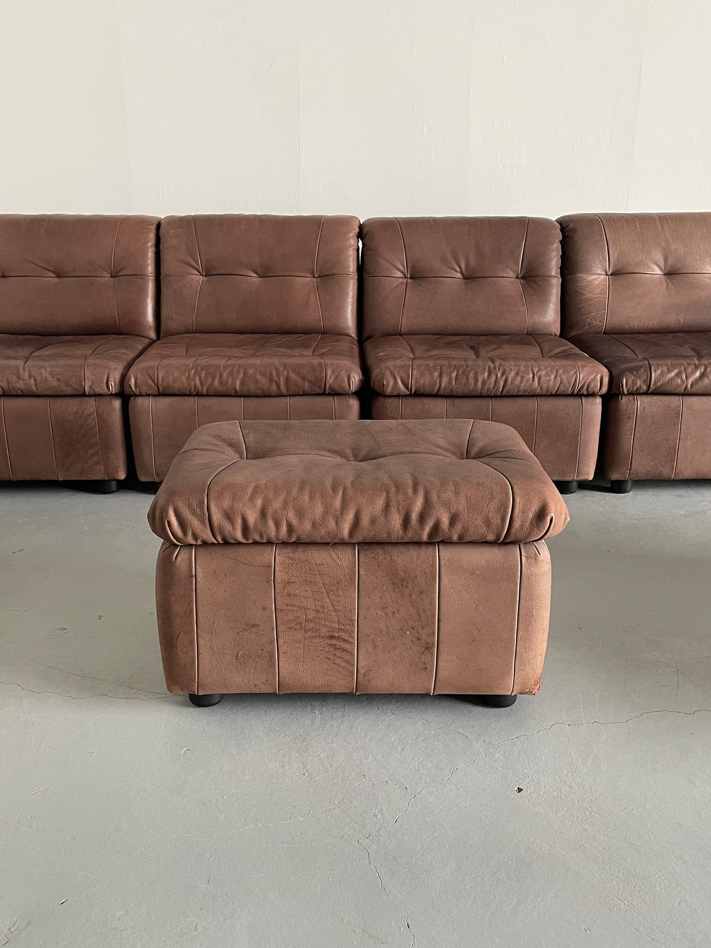 Mid-Century-Modern Patchwork-Leder-Modular-Sitzgruppe im Stil von De Sede, 1970er Jahre Westdeutschland / Leder-Modular-Sofa Vintage