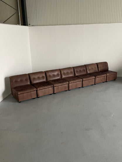 Mid-Century-Modern Patchwork-Leder-Modular-Sitzgruppe im Stil von De Sede, 1970er Jahre Westdeutschland / Leder-Modular-Sofa Vintage