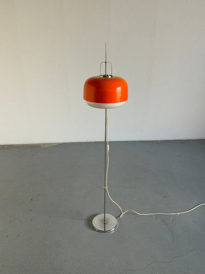 Lampadaire réglable aux champignons orange 'Medusa' conçu par Harvey Guzzini pour Meblo, Yougoslavie des années 1970 Vintage moderne du milieu du siècle