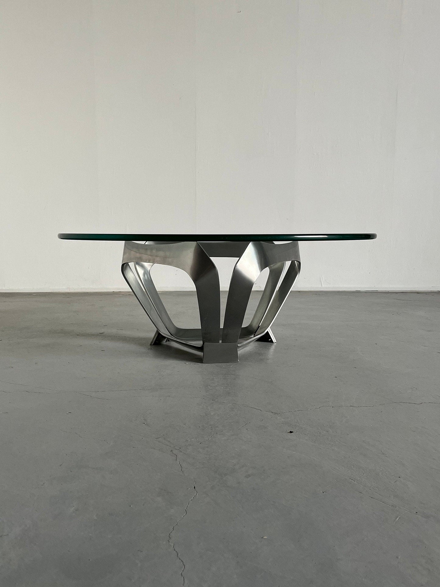 Modernist aluminum and glass coffee table by Knut Hesterberg, 1970s Germany Vintage