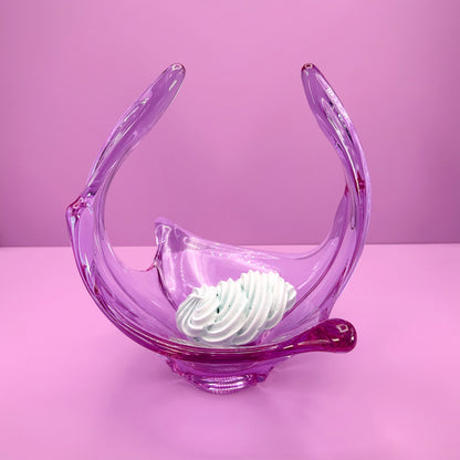 XXL Vintage Bowl Murano Venezia Alexandrite Glass Neodymium Zelezny Brod ZBS Miroslav Klinger Železnobrodské sklárny Lilac Pink Swirl