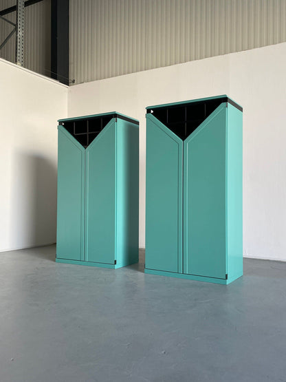 Set of 2 Postmodern Memphis Style Mint Green Bar Cabinets by KAPO Möbelwerkstätten, 1980s Austria Vintage