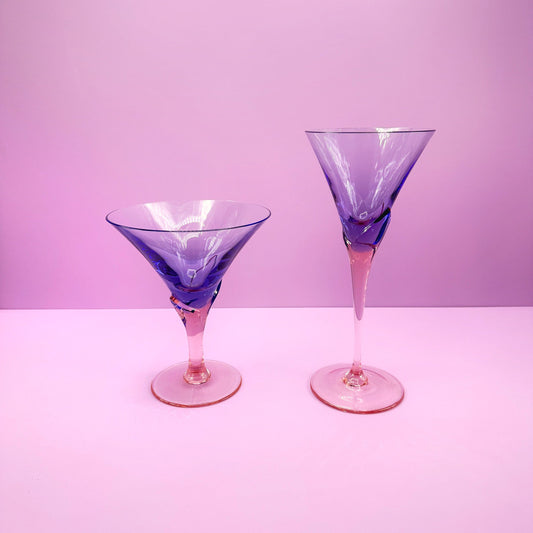 6x / 6x Vintage Christinenhütte 1980er Champagner Wein Sekt Gläser Modell Vogue Violett Pink Art Deco Postmodern 80er 90er Deutschland - 2nd home
